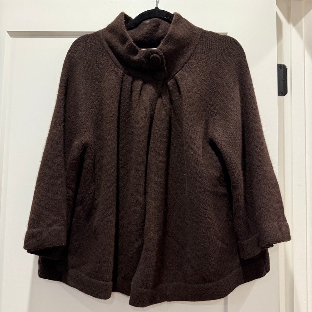 Dark Academia Quiet Luxury Sarah Spencer XL Lambswool Angora Cape Cardigan